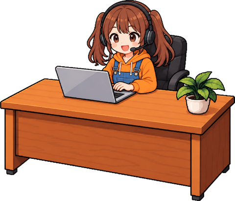 漫画動画担当が机で働いている様子
