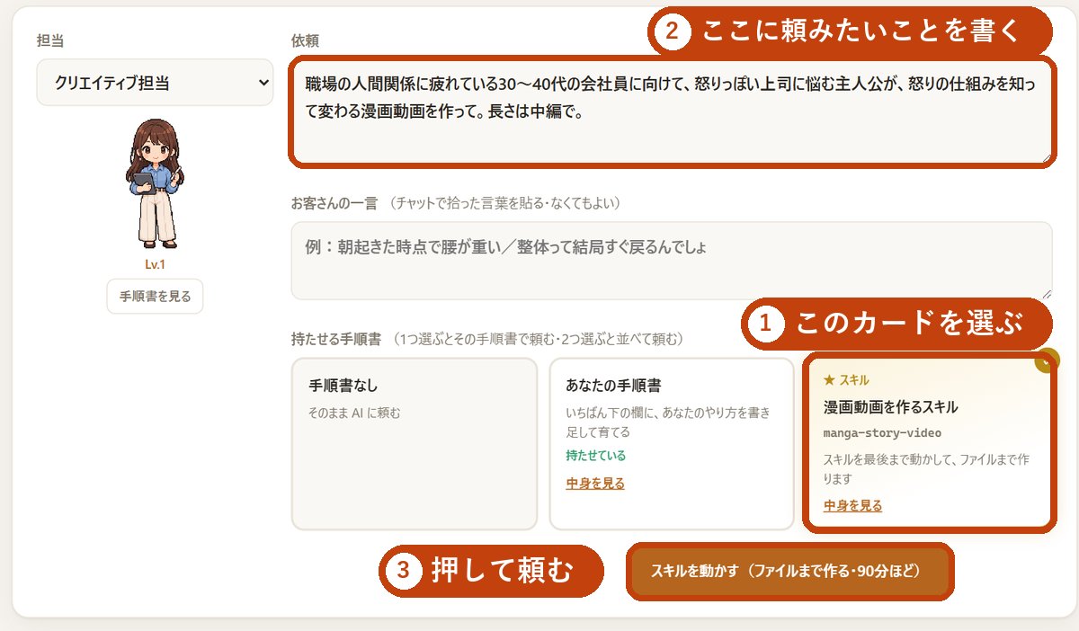 カードを選んで、頼みたいことを書く
